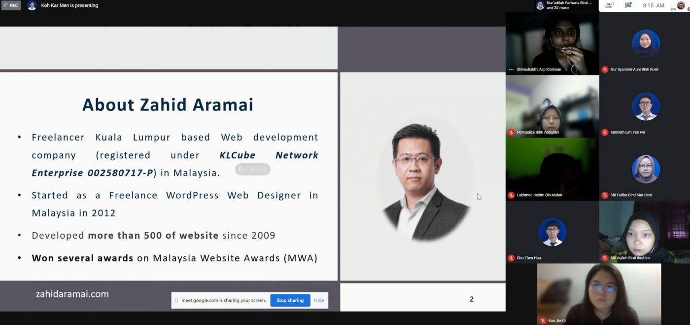 Kursus WordPress bersama Student UTHM Zahid Aramai